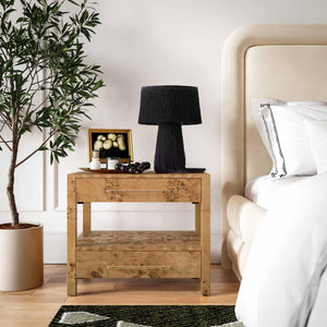 TOV Furniture Brandyss 26" Elegant Two-Drawer Nightstand with Honey Burl Finish & Soft-Closing Drawers for Storage TOV-B54387