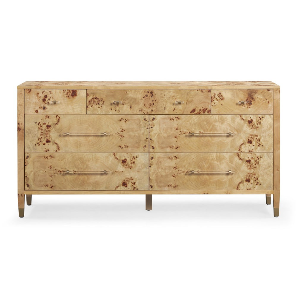 TOV Furniture Brandyss 62" Contemporary Burl 7-Drawer Dresser for Stylish Storage & Elegant Bedroom Decor Natural TOV-B54394