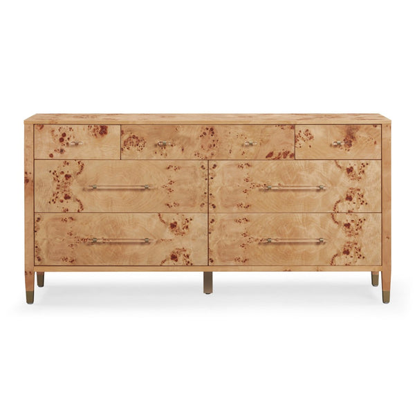 TOV Furniture Brandyss 62" Contemporary Burl 7-Drawer Dresser for Stylish Storage & Elegant Bedroom Decor Honey TOV-B54395