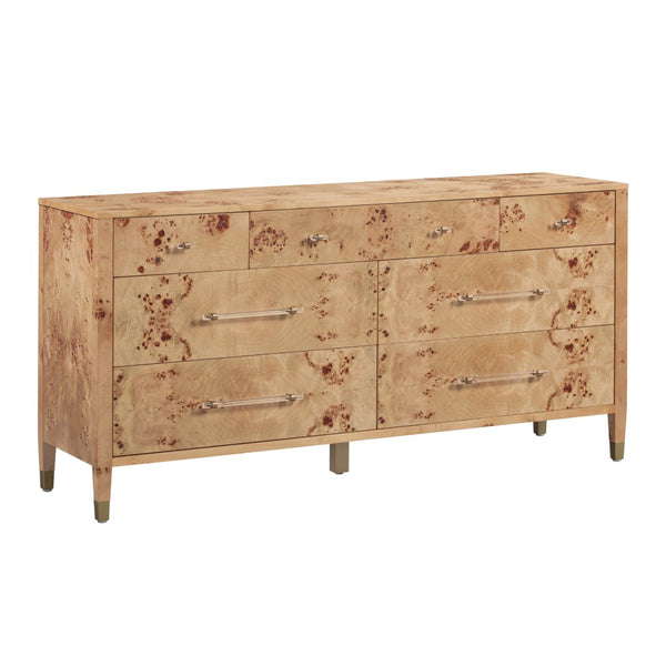 TOV Furniture Brandyss 62" Contemporary Burl 7-Drawer Dresser for Stylish Storage & Elegant Bedroom Decor Honey TOV-B54395