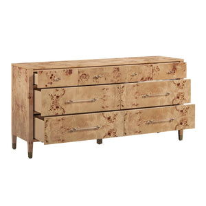 TOV Furniture Brandyss 62" Contemporary Burl 7-Drawer Dresser for Stylish Storage & Elegant Bedroom Decor Honey TOV-B54395