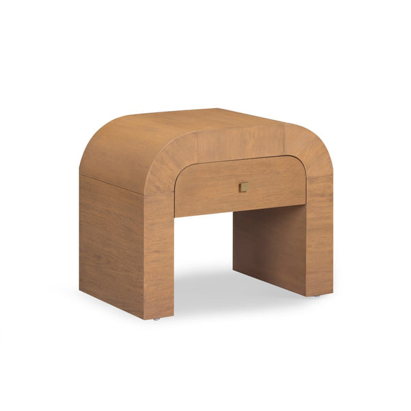 TOV Furniture Hump 26" Arched Nightstand with Soft-Close Drawer - Modern Acacia Finish & Fully Assembled Design TOV-B54397