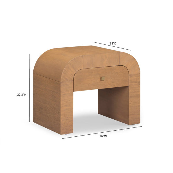 TOV Furniture Hump 26" Arched Nightstand with Soft-Close Drawer - Modern Acacia Finish & Fully Assembled Design TOV-B54397