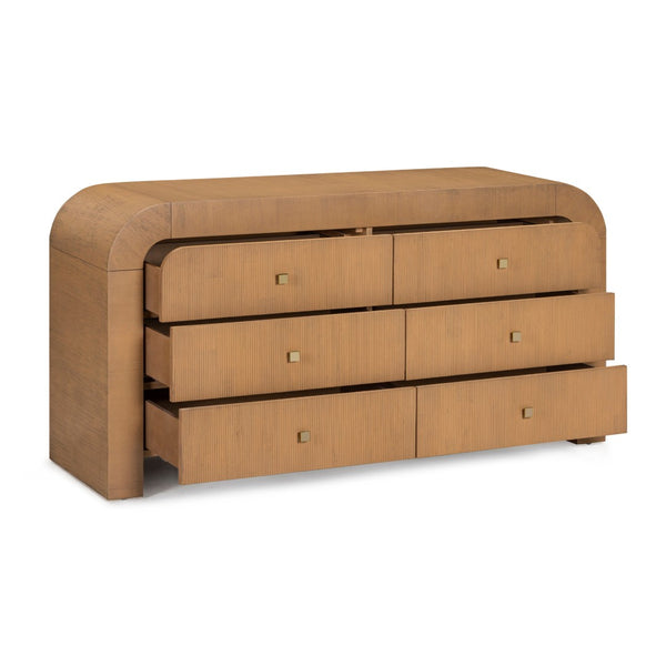 TOV Furniture Hump 62" Arched 6-Drawer Dresser with Soft-Close Drawers and Handmade Acacia-Inspired Design Natural TOV-B54398