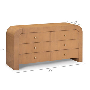 TOV Furniture Hump 62" Arched 6-Drawer Dresser with Soft-Close Drawers and Handmade Acacia-Inspired Design Natural TOV-B54398