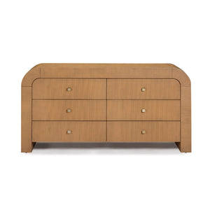 TOV Furniture Hump 62" Arched 6-Drawer Dresser with Soft-Close Drawers and Handmade Acacia-Inspired Design Natural TOV-B54398