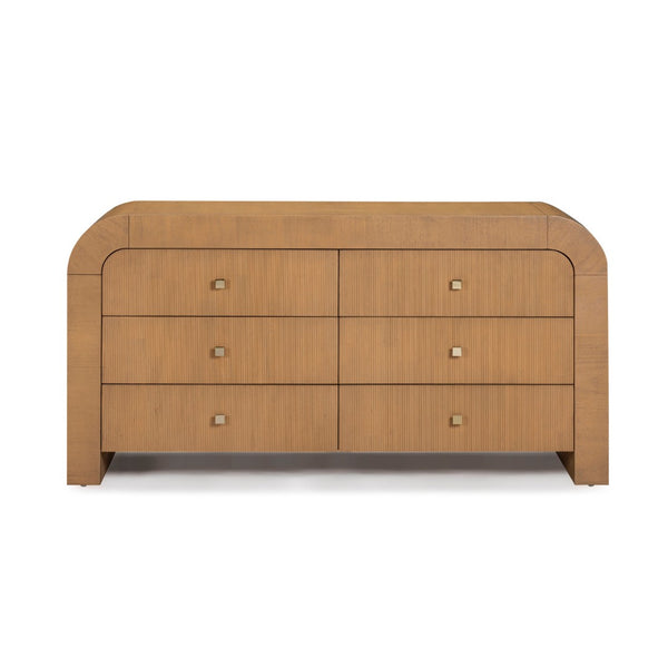 TOV Furniture Hump 62" Arched 6-Drawer Dresser with Soft-Close Drawers and Handmade Acacia-Inspired Design Natural TOV-B54398