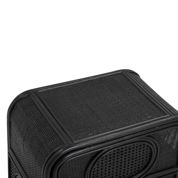 TOV Furniture Tina 27" Rattan Nightstand with Stylish Storage and Boho-Inspired Design for Your Bedroom Decor Black TOV-B54406