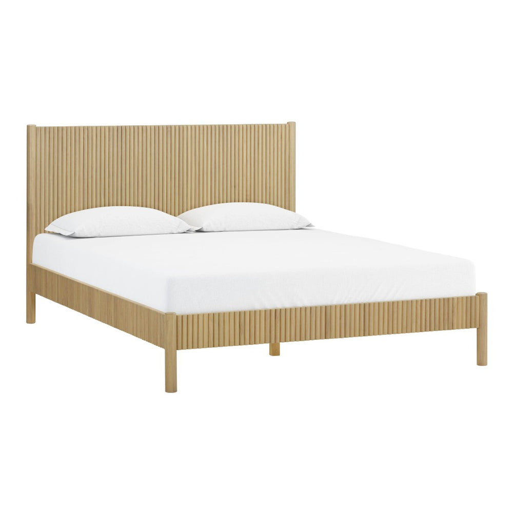 TOV Furniture Tyla Natural Wood Bed - Timeless Elegance with Fluted Detailing and Sturdy Solid Wood Construction Queen TOV-B54409