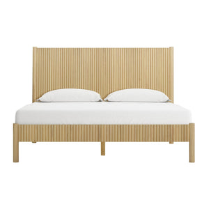 TOV Furniture Tyla Natural Wood Bed - Timeless Elegance with Fluted Detailing and Sturdy Solid Wood Construction Queen TOV-B54409