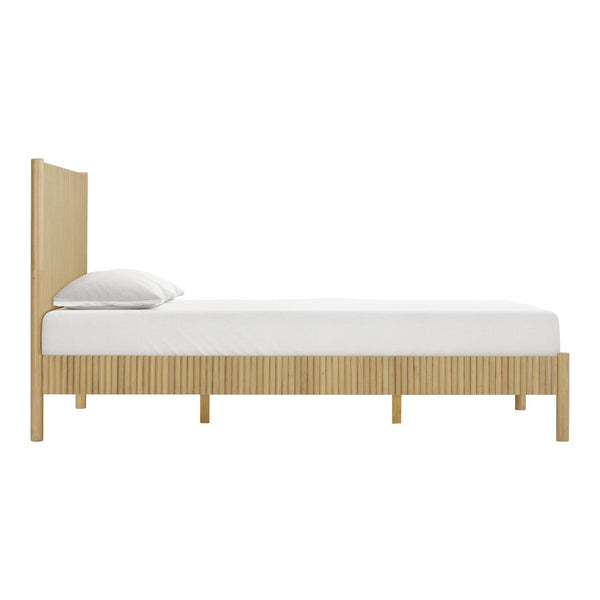 TOV Furniture Tyla Natural Wood Bed - Timeless Elegance with Fluted Detailing and Sturdy Solid Wood Construction Queen TOV-B54409