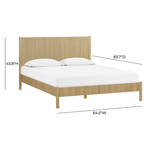 TOV Furniture Tyla Natural Wood Bed - Timeless Elegance with Fluted Detailing and Sturdy Solid Wood Construction Queen TOV-B54409