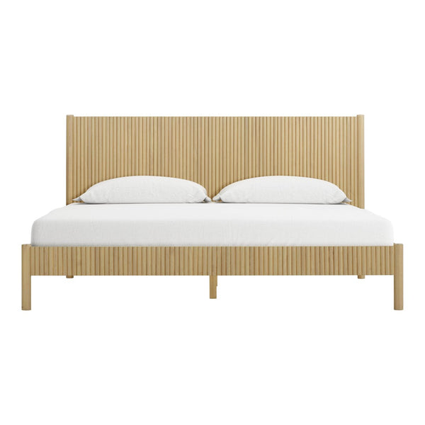 TOV Furniture Tyla Natural Wood Bed - Timeless Elegance with Fluted Detailing and Sturdy Solid Wood Construction King TOV-B54410