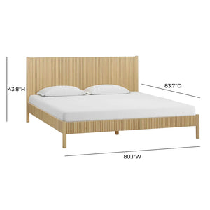 TOV Furniture Tyla Natural Wood Bed - Timeless Elegance with Fluted Detailing and Sturdy Solid Wood Construction King TOV-B54410
