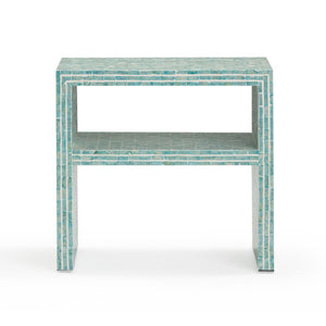 TOV Furniture Derry Artisan-Crafted Capiz Shell Nightstand – Coastal Elegance for Small Spaces and Storage Solutions Blue TOV-B54432