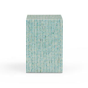 TOV Furniture Derry Artisan-Crafted Capiz Shell Nightstand – Coastal Elegance for Small Spaces and Storage Solutions Blue TOV-B54432