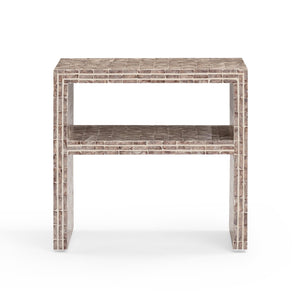 TOV Furniture Derry Artisan-Crafted Capiz Shell Nightstand – Coastal Elegance for Small Spaces and Storage Solutions Lavender TOV-B54433