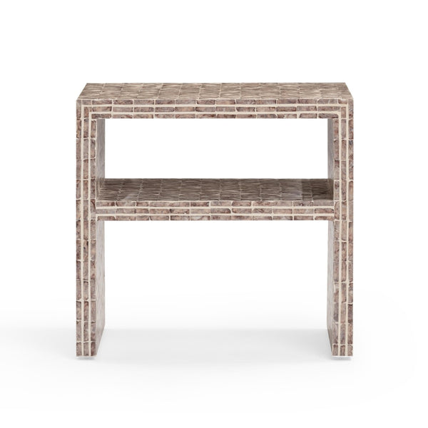 TOV Furniture Derry Artisan-Crafted Capiz Shell Nightstand – Coastal Elegance for Small Spaces and Storage Solutions Lavender TOV-B54433