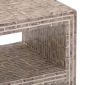 TOV Furniture Derry Artisan-Crafted Capiz Shell Nightstand – Coastal Elegance for Small Spaces and Storage Solutions Lavender TOV-B54433