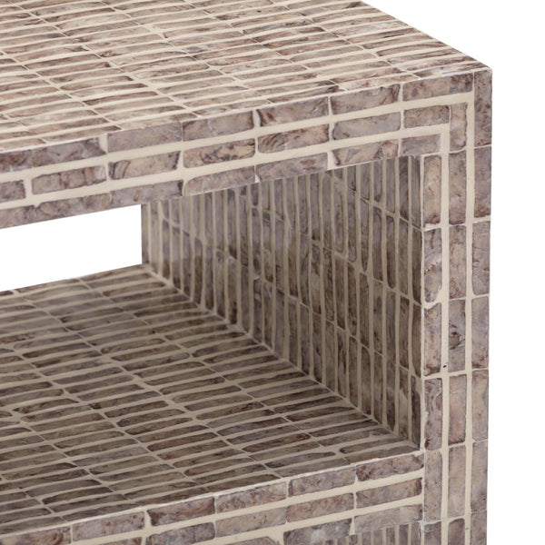 TOV Furniture Derry Artisan-Crafted Capiz Shell Nightstand – Coastal Elegance for Small Spaces and Storage Solutions Lavender TOV-B54433