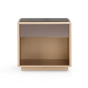 TOV Furniture Martha 25" Taupe Mirrored Nightstand - Art Deco Glam with Soft-Close Drawer & Easy-Clean Glass TOV-B54440