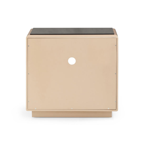 TOV Furniture Martha 25" Taupe Mirrored Nightstand - Art Deco Glam with Soft-Close Drawer & Easy-Clean Glass TOV-B54440