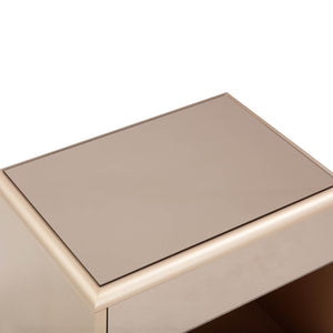 TOV Furniture Martha 25" Taupe Mirrored Nightstand - Art Deco Glam with Soft-Close Drawer & Easy-Clean Glass TOV-B54440