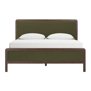 Tov Furniture Hella Velvet King Bed - Elegant Mid-century Modern Design With Solid Wood Frame For Stylish Homes Forest Green Velvet,Veneer,Wood Tov-b54447