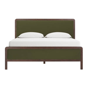 TOV Furniture Hella Velvet and Ash Wood Bed - Mid-Century Modern Design with Plush Comfort and Timeless Elegance Forest Green / King TOV-B54447