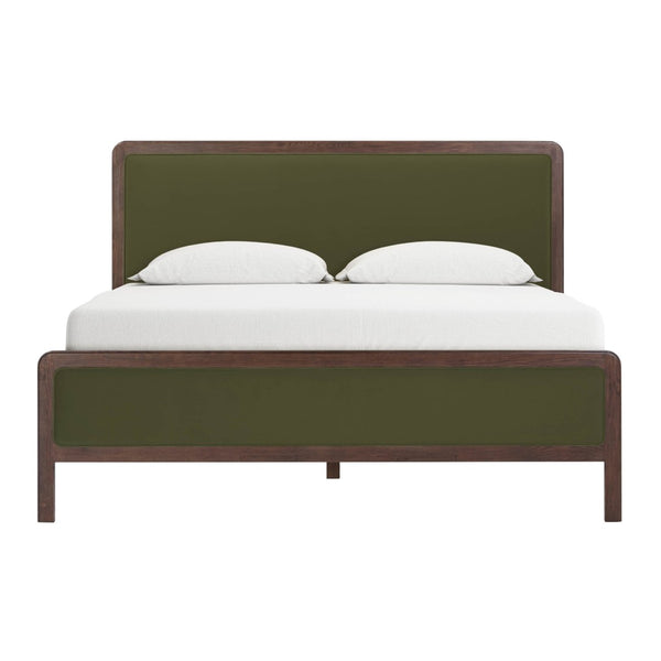 TOV Furniture Hella Velvet and Ash Wood Bed - Mid-Century Modern Design with Plush Comfort and Timeless Elegance Forest Green / King TOV-B54447