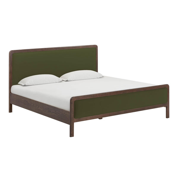 Tov Furniture Hella Velvet King Bed - Elegant Mid-century Modern Design With Solid Wood Frame For Stylish Homes Forest Green Velvet,Veneer,Wood Tov-b54447