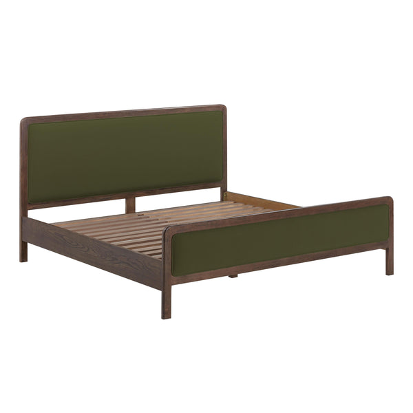 Tov Furniture Hella Velvet King Bed - Elegant Mid-century Modern Design With Solid Wood Frame For Stylish Homes Forest Green Velvet,Veneer,Wood Tov-b54447