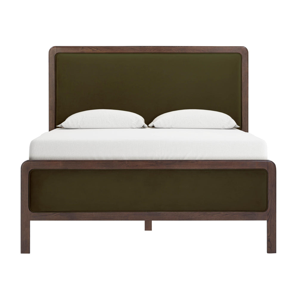 Tov Furniture Hella Velvet King Bed - Elegant Mid-century Modern Design With Solid Wood Frame For Stylish Homes Forest Green Velvet,Veneer,Wood Tov-b54448
