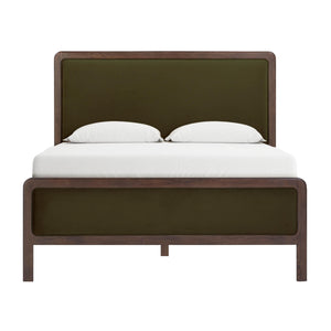 Tov Furniture Hella Velvet King Bed - Elegant Mid-century Modern Design With Solid Wood Frame For Stylish Homes Forest Green Velvet,Veneer,Wood Tov-b54448