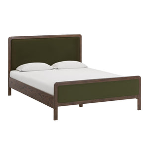 TOV Furniture Hella Velvet and Ash Wood Bed - Mid-Century Modern Design with Plush Comfort and Timeless Elegance Forest Green / Queen TOV-B54448