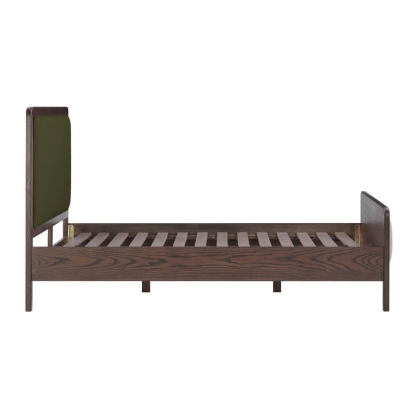 TOV Furniture Hella Velvet and Ash Wood Bed - Mid-Century Modern Design with Plush Comfort and Timeless Elegance Forest Green / Queen TOV-B54448