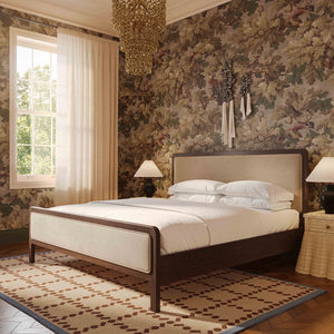 TOV Furniture Hella Velvet and Ash Wood Bed - Mid-Century Modern Design with Plush Comfort and Timeless Elegance Taupe / King TOV-B54449