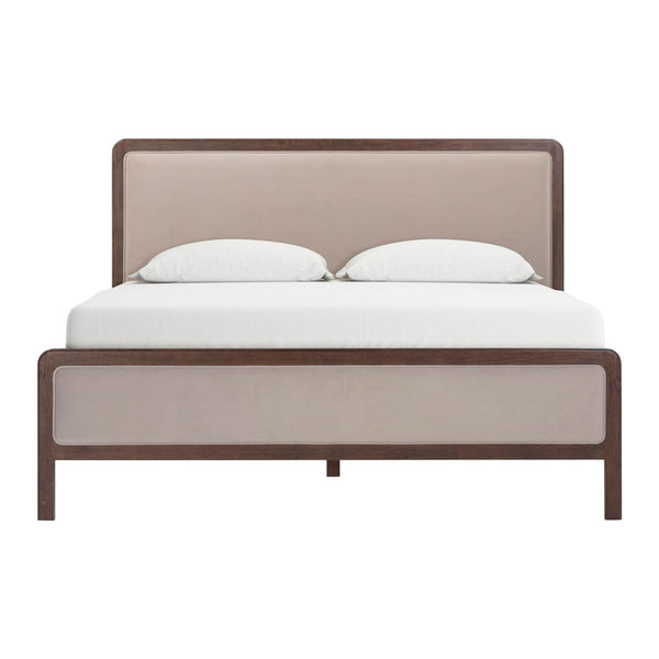 Tov Furniture Hella Velvet King Bed - Elegant Mid-century Modern Design With Solid Wood Frame For Stylish Homes Taupe Velvet,Veneer,Wood Tov-b54449