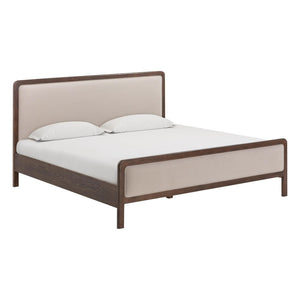 TOV Furniture Hella Velvet and Ash Wood Bed - Mid-Century Modern Design with Plush Comfort and Timeless Elegance Taupe / King TOV-B54449