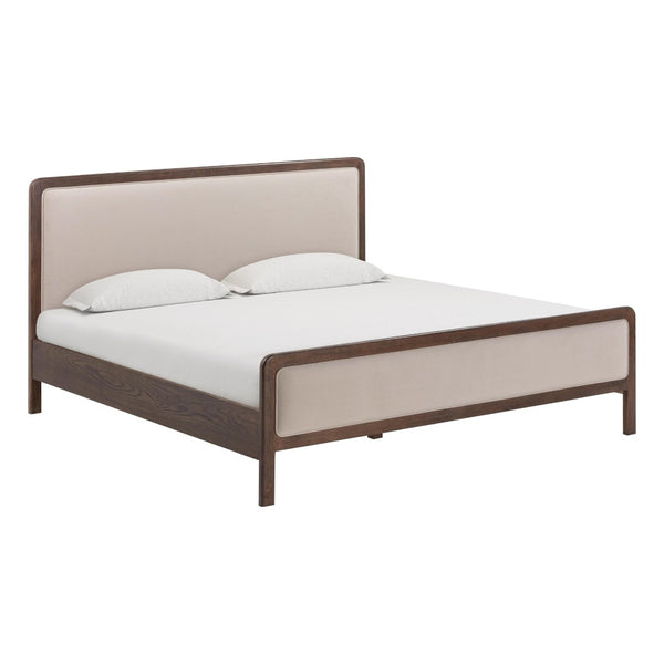 TOV Furniture Hella Velvet and Ash Wood Bed - Mid-Century Modern Design with Plush Comfort and Timeless Elegance Taupe / King TOV-B54449