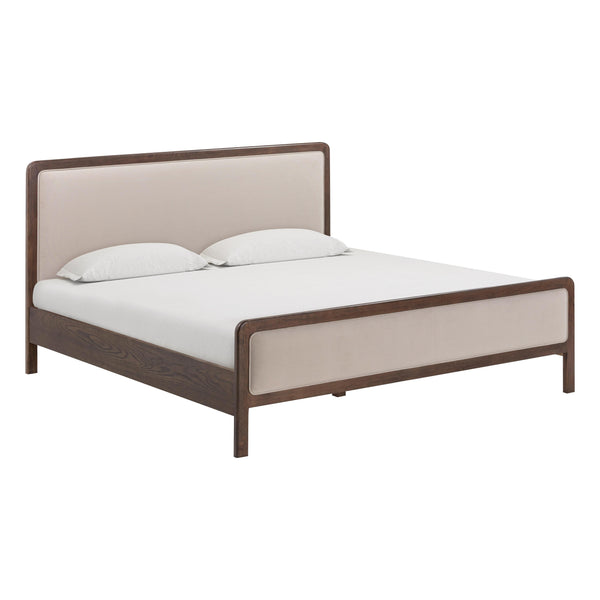 Tov Furniture Hella Velvet King Bed - Elegant Mid-century Modern Design With Solid Wood Frame For Stylish Homes Taupe Velvet,Veneer,Wood Tov-b54449