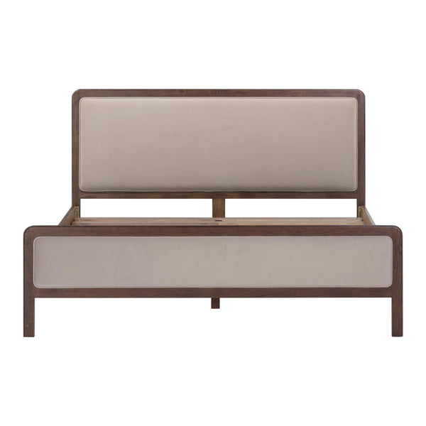 Tov Furniture Hella Velvet King Bed - Elegant Mid-century Modern Design With Solid Wood Frame For Stylish Homes Taupe Velvet,Veneer,Wood Tov-b54449