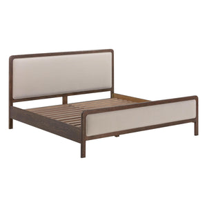 TOV Furniture Hella Velvet and Ash Wood Bed - Mid-Century Modern Design with Plush Comfort and Timeless Elegance Taupe / King TOV-B54449