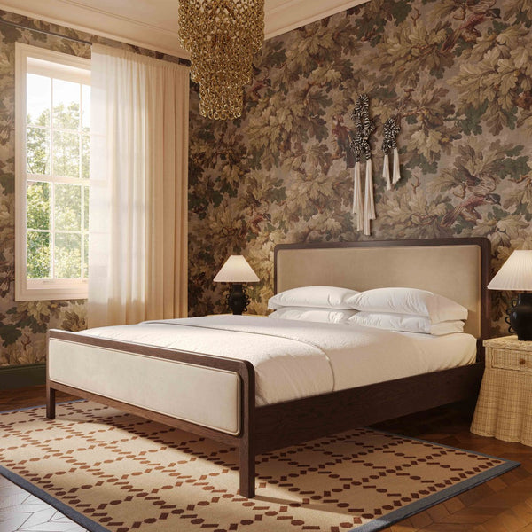 TOV Furniture Hella Velvet and Ash Wood Bed - Mid-Century Modern Design with Plush Comfort and Timeless Elegance Taupe / Queen TOV-B54450