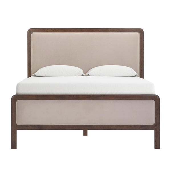 Tov Furniture Hella Velvet King Bed - Elegant Mid-century Modern Design With Solid Wood Frame For Stylish Homes Taupe Velvet,Veneer,Wood Tov-b54450