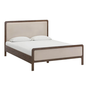 TOV Furniture Hella Velvet and Ash Wood Bed - Mid-Century Modern Design with Plush Comfort and Timeless Elegance Taupe / Queen TOV-B54450