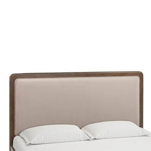 TOV Furniture Hella Velvet and Ash Wood Bed - Mid-Century Modern Design with Plush Comfort and Timeless Elegance Taupe / Queen TOV-B54450