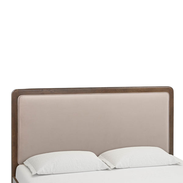 TOV Furniture Hella Velvet and Ash Wood Bed - Mid-Century Modern Design with Plush Comfort and Timeless Elegance Taupe / Queen TOV-B54450