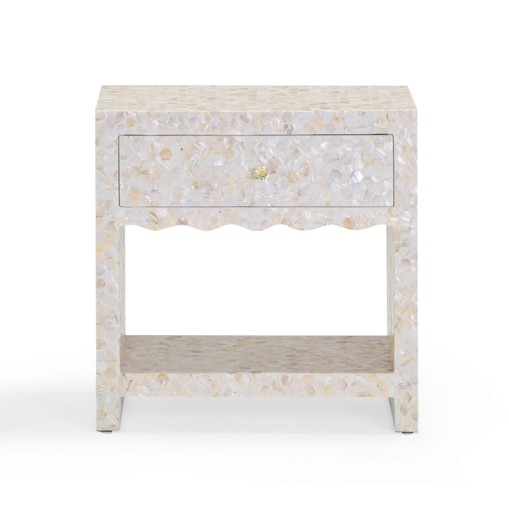TOV Furniture Piara 22" Handcrafted Mother of Pearl Inlaid Nightstand for Elegant Bedroom Storage & Style TOV-B54464