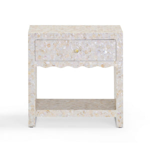 TOV Furniture Piara 22" Handcrafted Mother of Pearl Inlaid Nightstand for Elegant Bedroom Storage & Style TOV-B54464